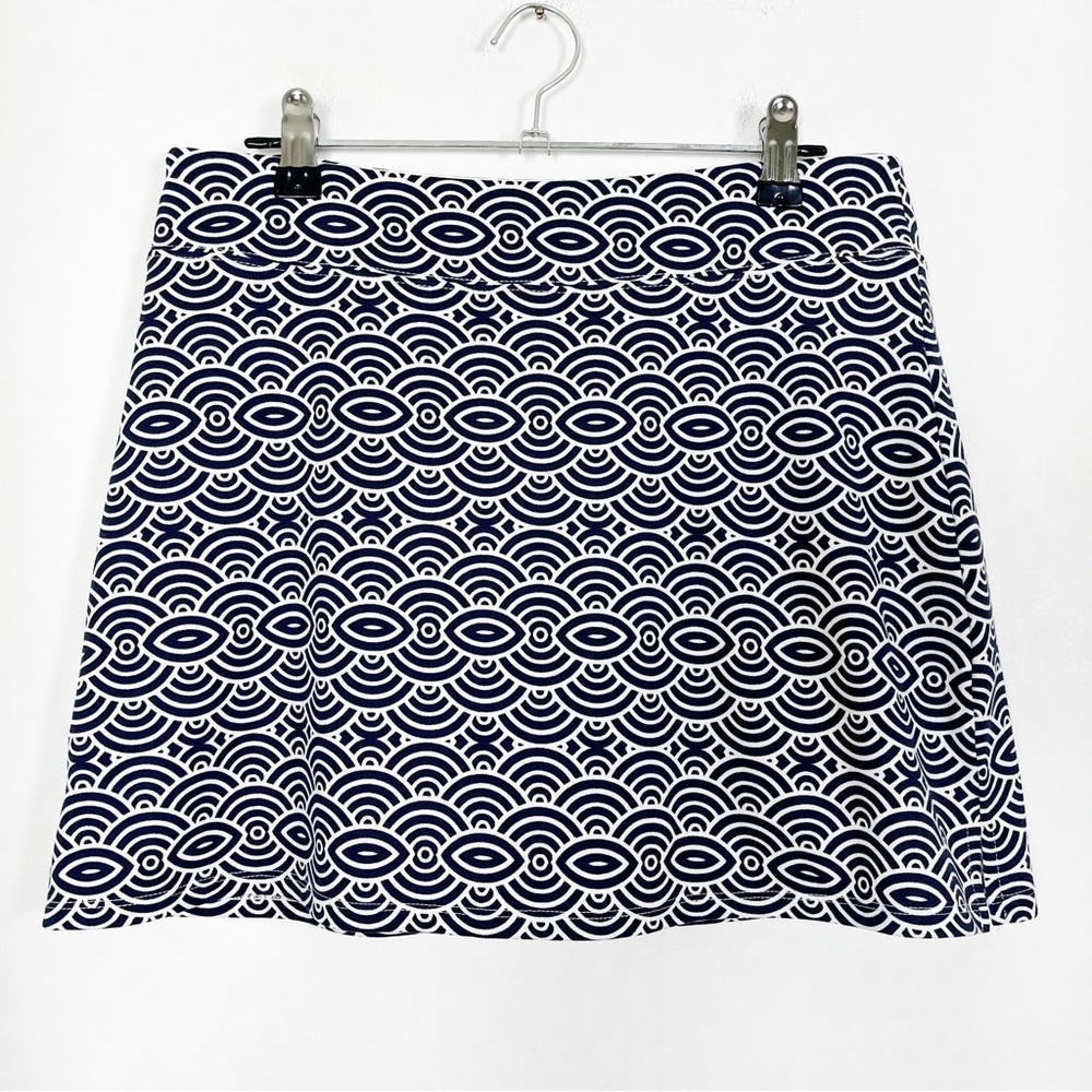 Lola A-Line Mini Skort in Blue and White‎ Wave Design Size Small